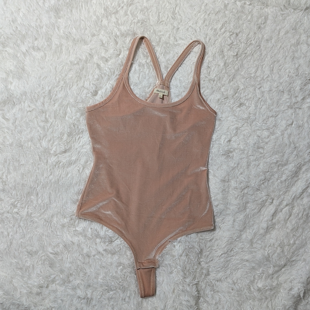 Madewell Pink Velvet Bodysuit